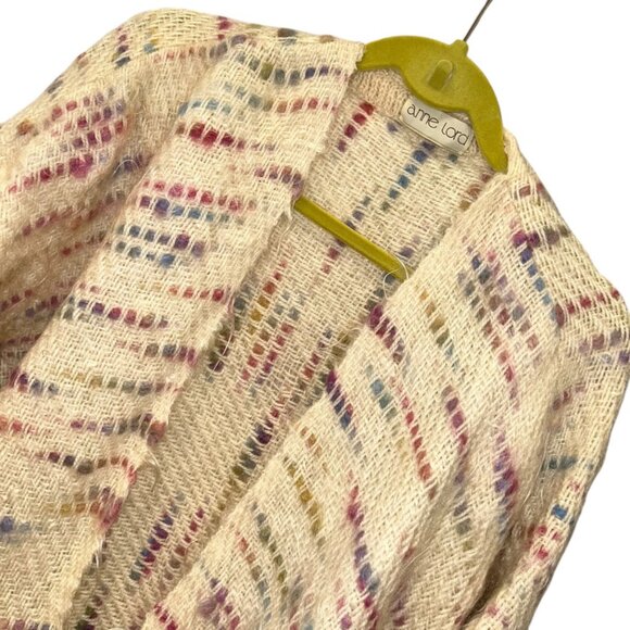 anne lord SPECTACULAR vintage mohair cream multi spec marl cape sweater XL - Picture 4 of 5